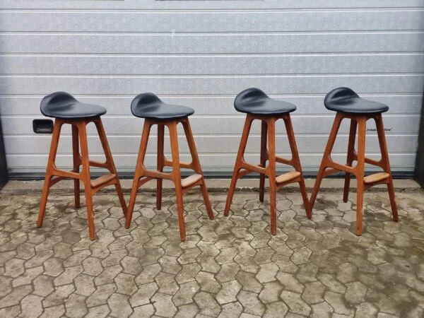 4 stk barstole i massiv teak af Erik Buch model OD61