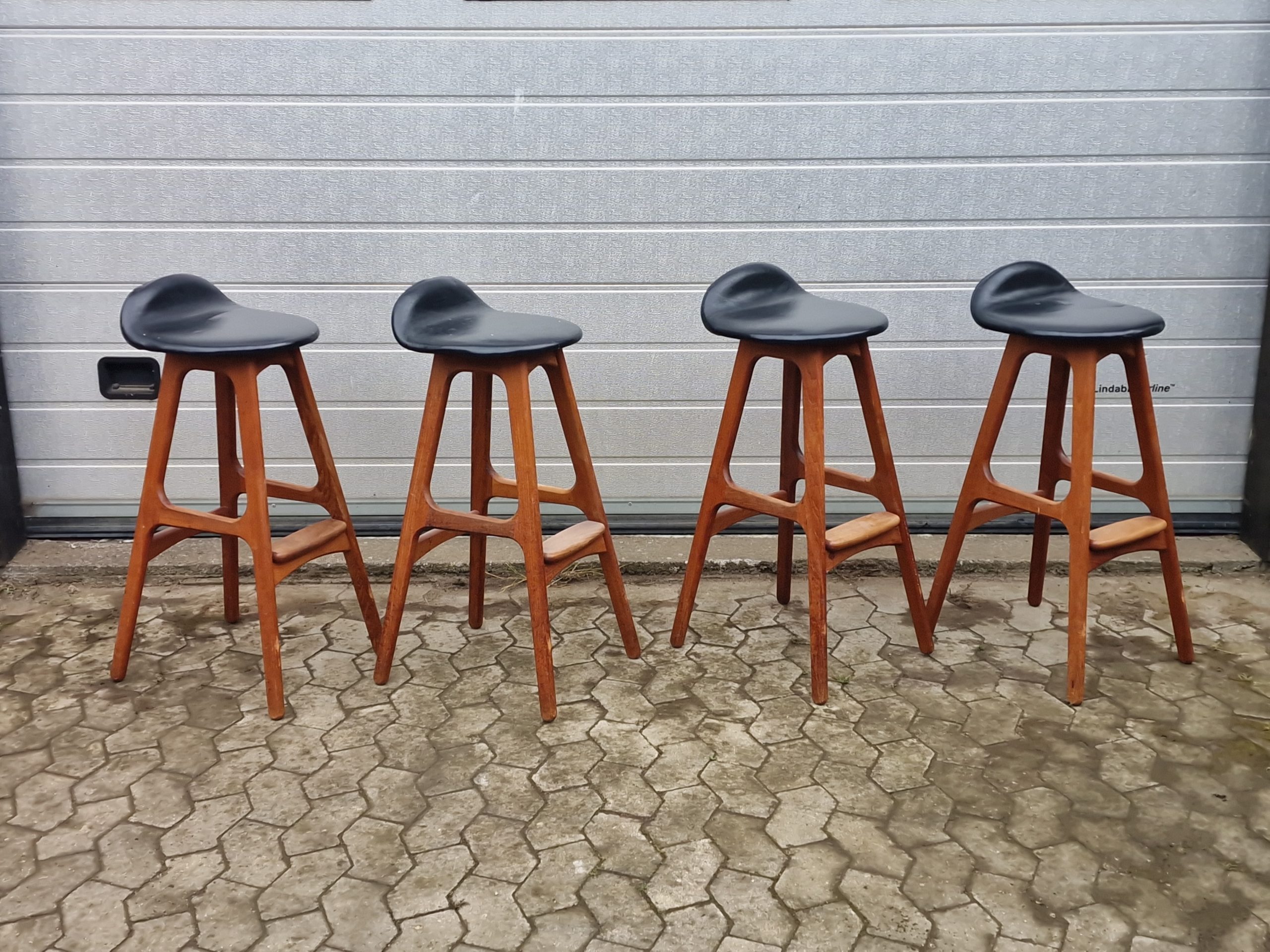 4 stk barstole i massiv teak af Erik Buch model OD61