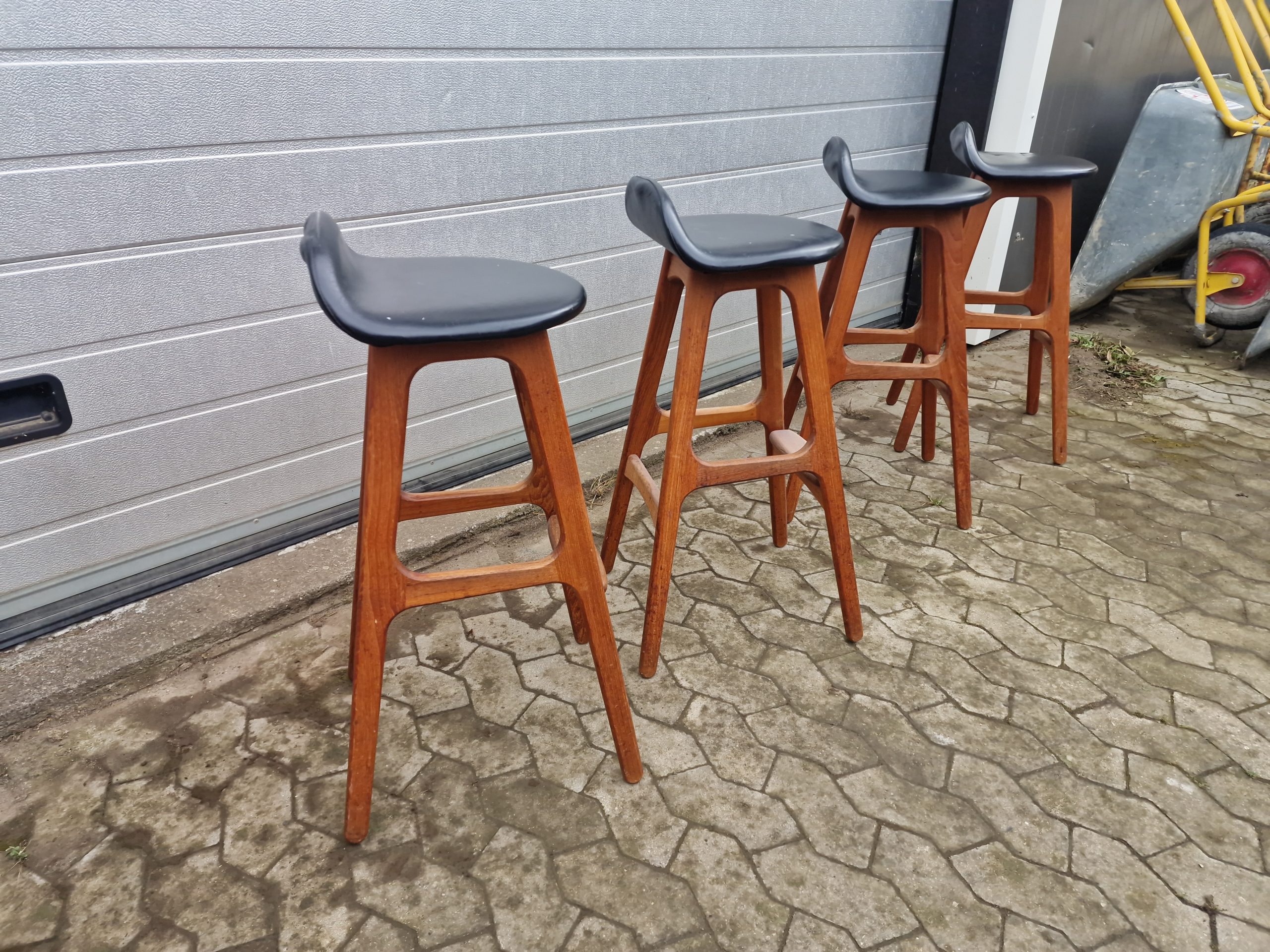 4 stk barstole i massiv teak af Erik Buch model OD61