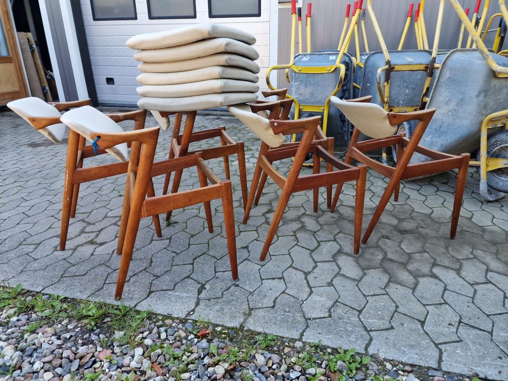 Kai Kristiansen model 42 6 stk spisestole, Kai Kristiansen model 42 i massiv teak til ompolstring og reparation — billede 11