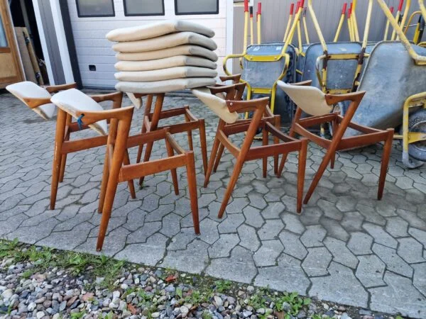 Kai Kristiansen model 42 6 stk spisestole, Kai Kristiansen model 42 i massiv teak til ompolstring og reparation — billede 11