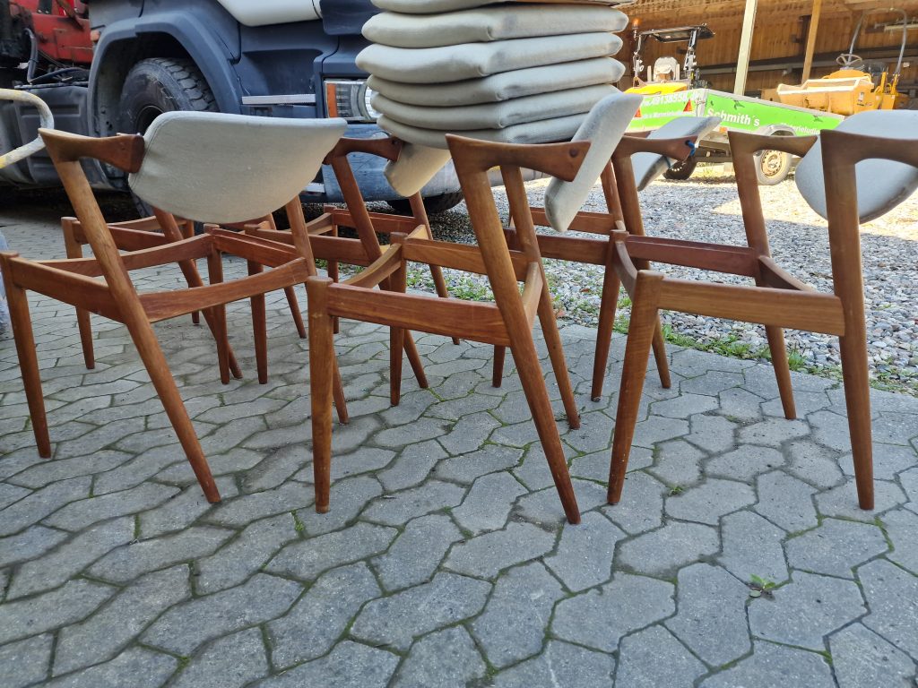 Kai Kristiansen model 42 6 stk spisestole, Kai Kristiansen model 42 i massiv teak til ompolstring og reparation — billede 9
