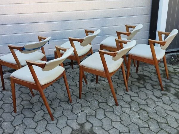 Kai Kristiansen model 42 6 stk spisestole, Kai Kristiansen model 42 i massiv teak til ompolstring og reparation — billede 8