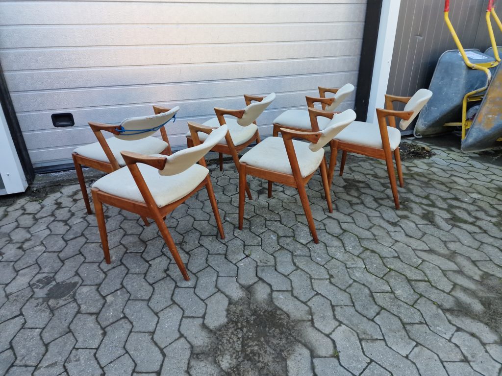 Kai Kristiansen model 42 6 stk spisestole, Kai Kristiansen model 42 i massiv teak til ompolstring og reparation — billede 7