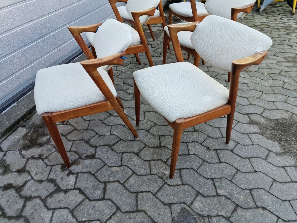 Kai Kristiansen model 42 6 stk spisestole, Kai Kristiansen model 42 i massiv teak til ompolstring og reparation — billede 5