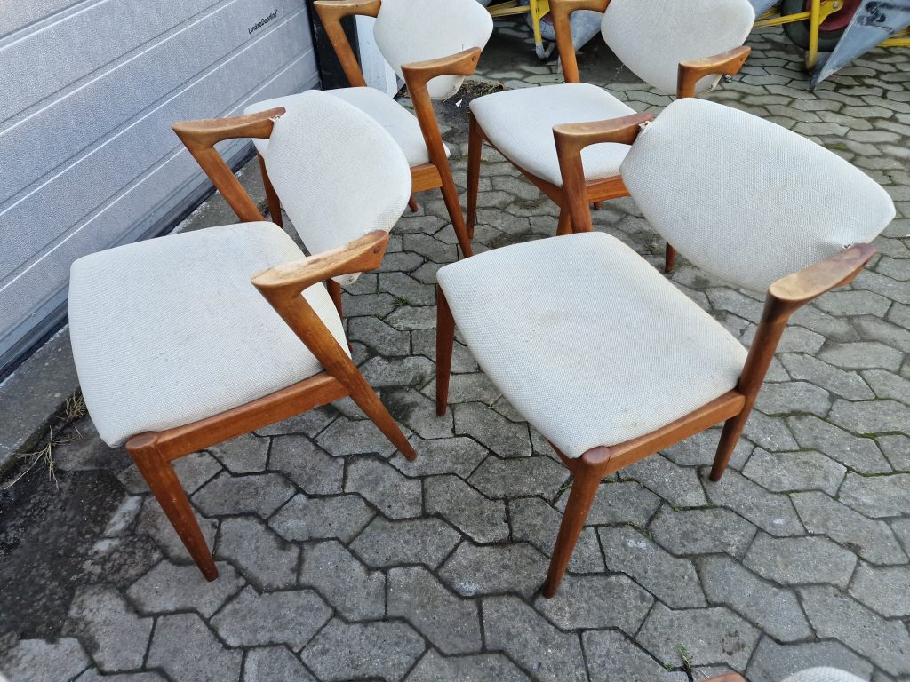 Kai Kristiansen model 42 6 stk spisestole, Kai Kristiansen model 42 i massiv teak til ompolstring og reparation — billede 4