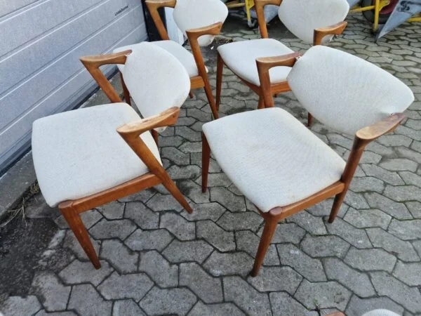 Kai Kristiansen model 42 6 stk spisestole, Kai Kristiansen model 42 i massiv teak til ompolstring og reparation — billede 4