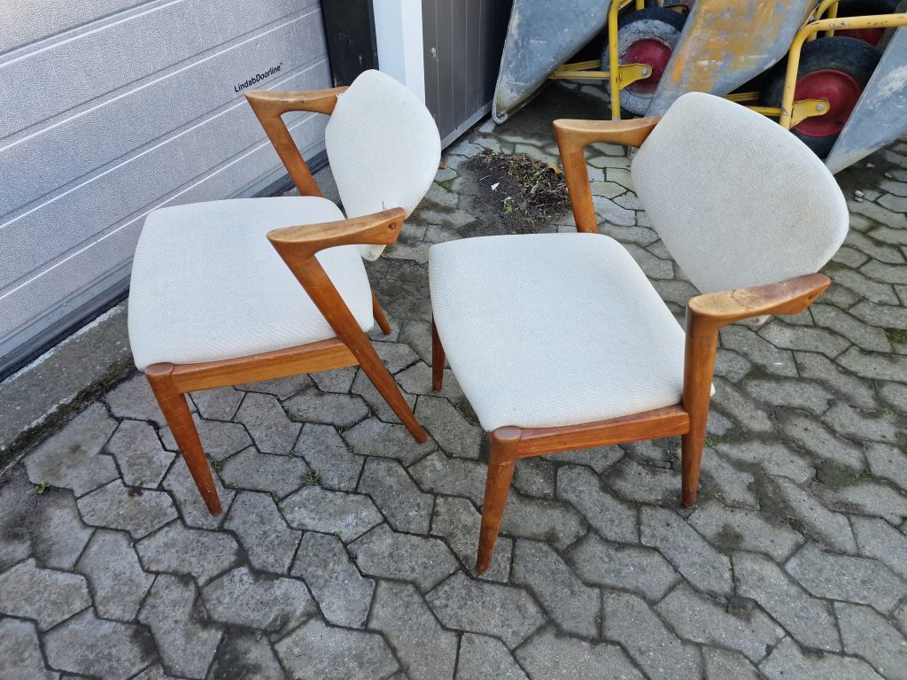 Kai Kristiansen model 42 6 stk spisestole, Kai Kristiansen model 42 i massiv teak til ompolstring og reparation — billede 3
