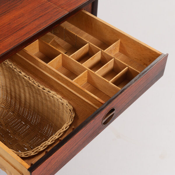 Fritstående sybord af palisander med klap, ML Møbler, No 60. 1950-60’erne, Danmark.