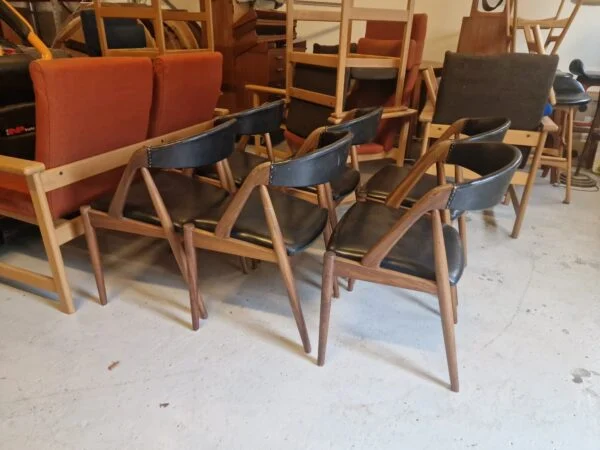 Seks spisestole i massiv teak, Kai K model 31