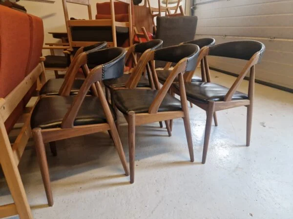 Seks spisestole i massiv teak, Kai K model 31