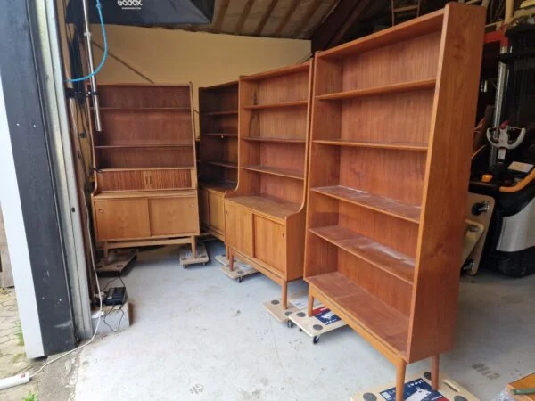 4 stk Bornholmerreoler i teak, Johannes Sorth for Nexø Møbelfabrik, 1960’erne